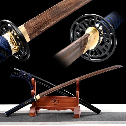 HJHUUA Bokken Japonais,Katana en Bois Fait à la Main,épées de samouraï en Bois de Rose Naturel pour Cadeaux,Kendo,décoration,Cosplay,Accessoires,fêtes-103 cm