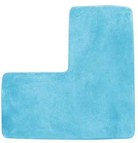 YongXinMY Tappetino da bagno angolare a forma di L, tappetino da doccia in morbido pile di corallo, antiscivolo, assorbente, lavabile, per vasca da doccia quadrata, WC, uso domestico e spa (azzurro)