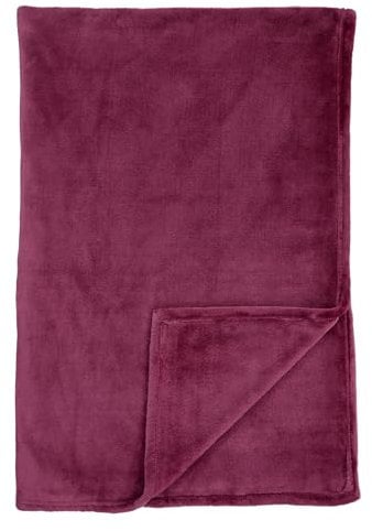 Schiesser Wohndecke Mia | Leichte Fleece-Kuscheldecke | Für Couch, Sofa & als Tagesdecke für Einzelbetten | Schadstoffgeprüft | Oeko-TEX | 150x200 cm | Beere