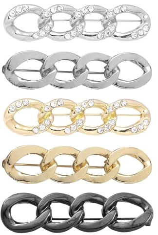 5 Pièces pinces pour pantalons serrés avec épingle de sûreté, Clips de Taille Réglables Sans Couture, Réducteurs de Taille Réutilisables avec Chaîne Métallique pour Jeans, Pantalons, Jupes