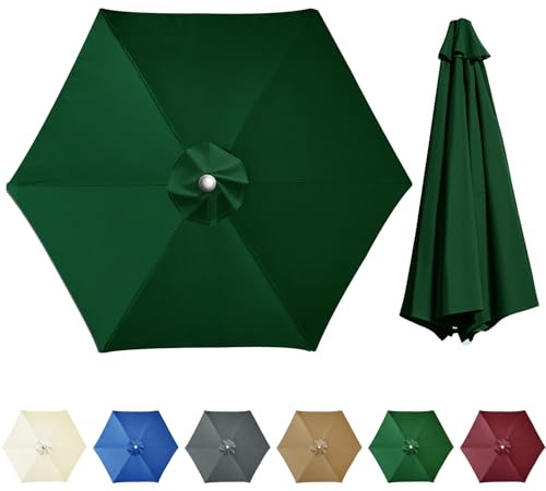 wiipara Sonnenschirm Ersatzbezug 2m 2.5m Durchmesser, 6 Streben Terrassenschirm Bespannung Sonnenschirm Bezug Gartenschirm Ampelschirm Stoff Ersatz Stoffbezug für Hof, Garten, Strand, Pool
