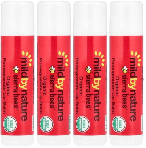 Sierra Bees™, Organic Lip Balms, Pomegranate, 4 Pack, 0.15 oz (4.25g) Each, Mild By Nature