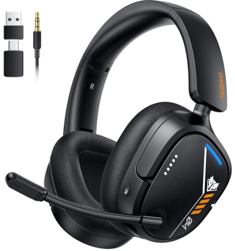 NUBWO Gaming Headset Wireless für PS5, PS4, PC, NS mit 7.1 Surround Sound | 2,4 GHz USB & Typ-C, 80 Std Akkulaufzeit, 270 g, Faltbar, Mikrofon-Monitoring, kompatibel mit Laptop&Mac, ideal für FPS&RPG