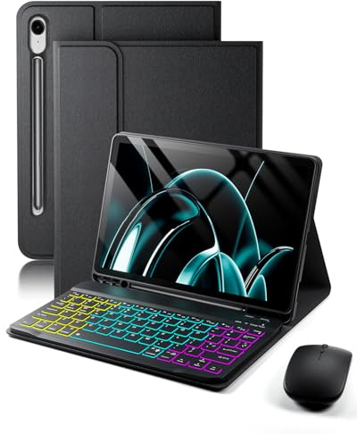 for Samsung Galaxy Tab S10 FE Plus (2025) 13.1-inch/Samsung Galaxy Tab S10 FE +(2025) 13.1-inch Backlit Keyboard Case,with Wireless Bluetooth British Layout Colorful backlighting Keyboard and Mouse
