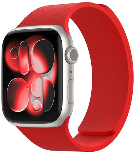 Nereides Compatible with Apple Watch Straps 42mm 41mm 40mm 38mm, Soft Magnetic Silicone Replacement Band for iWatch Series 11 10 9 8 7 6 5 4 SE SE2 SE3 3 2 1 (Red)