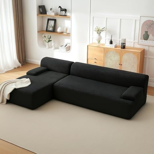 Acekool Ecksofa mit Schlaffunktion L-förmig (274 cm) – Boneless Couch, geformtes Design, montagefrei, Weiß & Grau