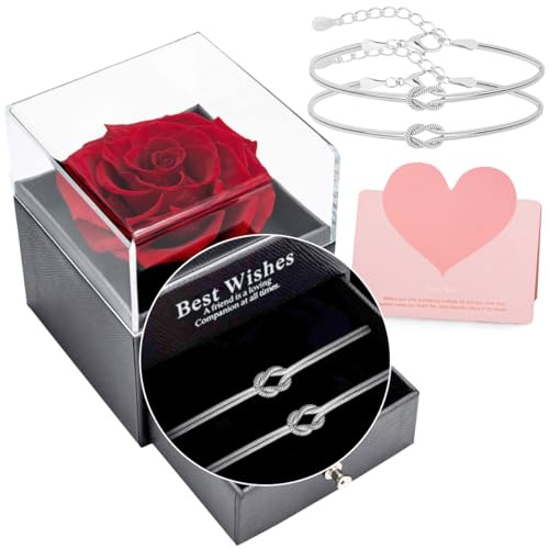 J.Fée Lot de 2 Bracelets Couple Argent 925 | Nœud d’Amour Réglable 21cm | Hypoallergénique, Mère Fille Meilleure Amie Cadeau Femme Cadeau fête des Mères