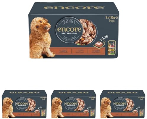 Encore Complete and Natural Wet Dog Food Pate, Meat Selection For Dogs in 150g Tray (Pack of 20 Trays)
