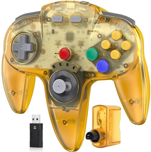 miadore Switch N64 Controller für Switch 1 & 2/OLED/Lite/N64 Konsole, | Plug & Play,kabelloser PC Controller mit 2,4-GHz-USB & N64-Empfänger,kompatibel mit Windows PC,macOS,Raspberry Pi,Linux