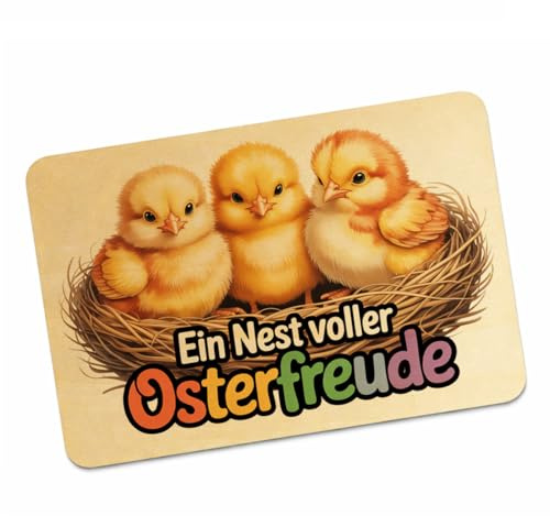 speecheese Postkarte aus Holz Oster-Küken Ein Nest voller Osterfreude | Lustige Ostergrußkarte aus Holz - Perfektes Ostergeschenk