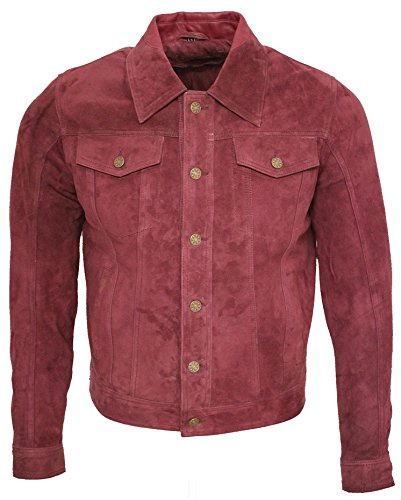 Infinity Leather Männer Burgund Ziege Wildleder Bomber Varsity Jacke