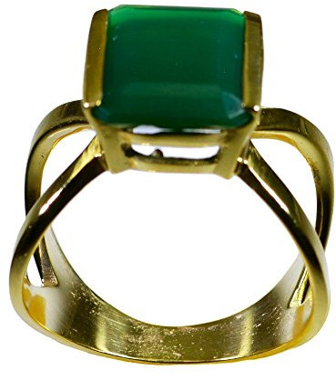 Natürlicher grüner Onyx-Ring für Damen, quadratische Form, handgefertigt, Modeschmuck, 5, 6, 7, 8, 9, 10, 11, 12, Gold, vergoldet, Onyx