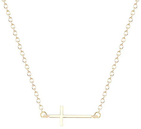 Soulsisters Halskette Kreuz Quer Kreuzanhänger als Kurze Damen Kette in 18k vergeoldet