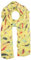 Zwillingsherz Seiden-Tuch Damen mit Feder Muster - Made in Italy - Eleganter Sommer-schal für Frauen - Hochwertiges Seidentuch/Seidenschal - Halstuch und Chiffon-Stola Dezent Stilvoll - Gelb