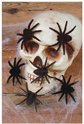Horror-Shop Haarige Mini Spinnen 6er Set als Halloween Dekoration