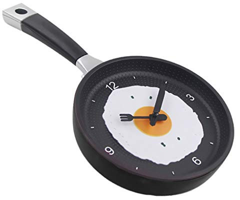 MagiDeal Pfanne mit Spiegeluhr Wanduhr für Küche Schlafzimmer, Schwarz