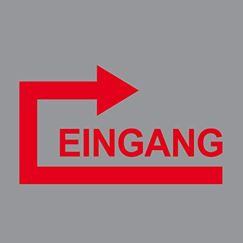 GreenIT Aufkleber rot Pfeil 25cm + Eingang Schriftzug 20cm Klebefolie ums Haus Ecke herum rechts 4061963031490
