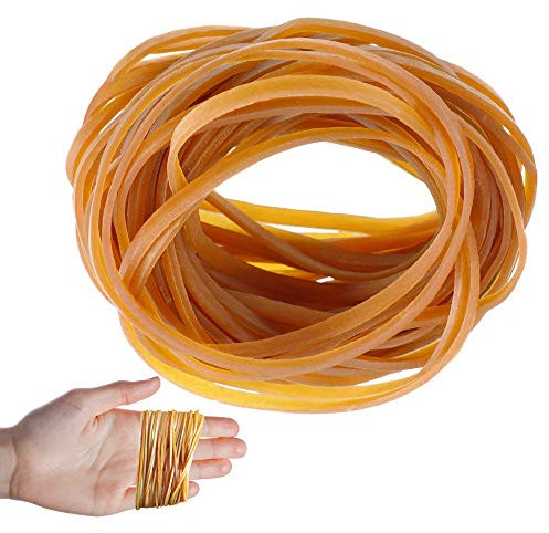 100 Pieces Natural Colour Rubber Elastic Bands 3.15 (8cm) Thin Strong Sturdy Stretchable Medium Sizes for Hair, Home, Office, Pens, Money, School Supplies, Catapult, Bills, Bank Paper