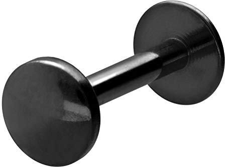 PIERCINGLINE Titan Labret Stecker Gewinde Flat DISC Piercing Lippe Nase Ohr Schwarz 8 x 4 mm