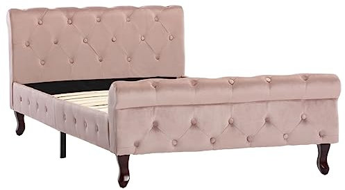 vidaXL Polsterbett Bett Einzelbett Bettgestell Bettrahmen Lattenrost Schlafzimmerbett Ehebett Schlafzimmermöbel Rosa Samt 100x200cm