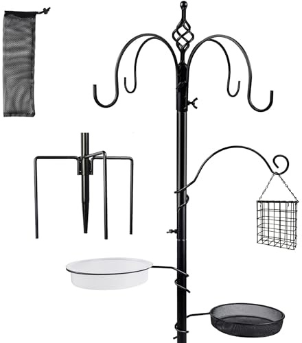 yosager Premium Vogelfutterstation, Vogelfutterstange, 195,6 x 48,3 cm, Hängeset mit Metalltalg und Vogeltränke zur Vogelbeobachtung, Wildvögel, Vogelfutterstation und Pflanzgefäßaufhänger