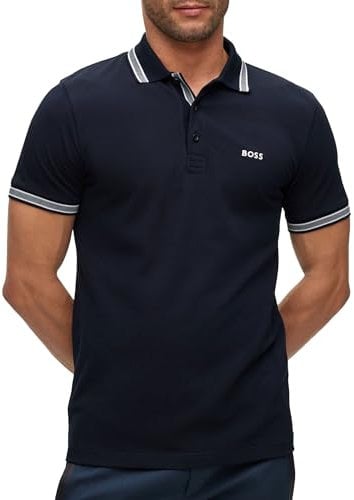 BOSS Men's Paddy Curved Polo Shirt, Dark Blue402, XXXL