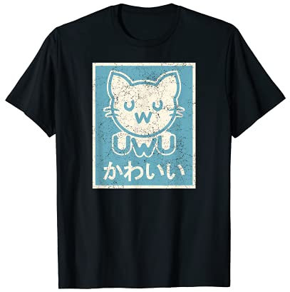 UwU Cat Poster Retro Vintage Japanese Kawaii Kitten T-Shirt