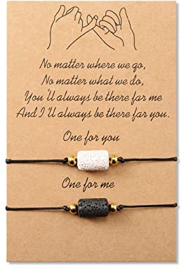 MANVEN 2PCS Bester Freund Armband Pinky Versprechen Passende Langstrecken Handgefertigte Edelstahl Armbänder Geschenk für Frauen Mädchen Mama Familie