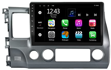 EZoneTronics Android Autoradio Stereo für Honda Civic 2007-2011 Touchscreen High Definition GPS-Navigation Bluetooth Integriertes Carplay Android Auto SWC WiFi USB-Player 2G RAM + 32G ROM