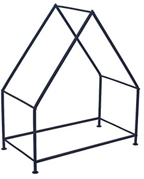 Ivyline House Shaped Log Holder in Black - Kindling Storage with Contemporary Design - Stylish Fireside Wood Cradle - H65 x W56 cm