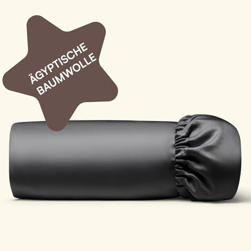 Amqua Spannbettlaken 160x200cm Baumwolle Schwarz | Spannbettlaken hohe Matratze (bis 30cm) | ägyptische Baumwolle Bettlaken 160x200 | Spannbettlaken Baumwolle 160x200cm | Mako Satin Spannbettlaken