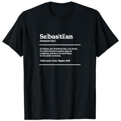 Sebastian Wörterbuch Lexikon Definition T-Shirt für stolze Männer namens Sebastian, Schwarz, S