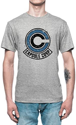 Capsule Corp Homme T-Shirt Tee Gris Men's Grey T-Shirt