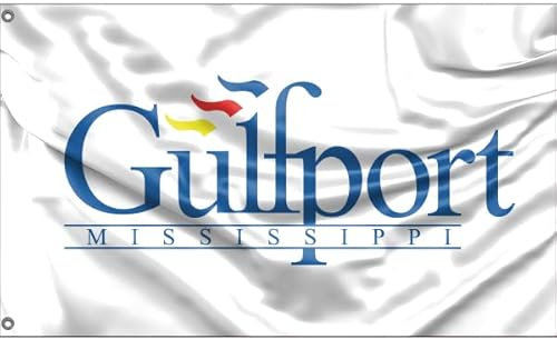 Gulfport-Flagge, Mississippi USA | Einzigartiger Designdruck | Hergestellt in der EU (90 x 150 cm)