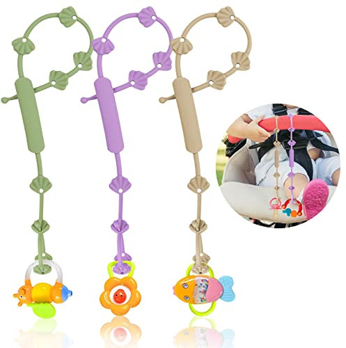 Bomtop 3 Stück Cup Catche, Trinkbecher Halteriemen Kinderwagen, Spielzeug Sicherheitsgurte, für Wippe Kinderwagen Hochstuhl Autositz, aus Lebensmittelqualität Silikon