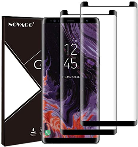 NOVAGO Compatible avec Smartphone Samsung Galaxy Note 8 -Pack de 2 Film écran en Verre trempé incurvé Couvre la Quasi totalité de l'écran et Compatible avec Les Coques Housses (Noir)