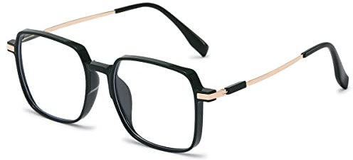 KOOSUFA Quadratische Blaulichtfilter Brille Brillengestelle Mode Computerbrille Damen Herren Ultra Leicht Metallbügel Brillenfassung Gaming Brille ohne Stärke Dunkelgrün