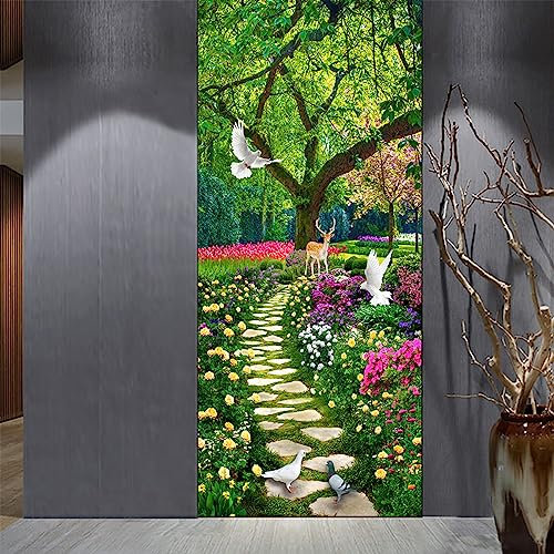 Park Stein Leiter Landschaft DIY Tür Wandaufkleber Heimdekoration Wohnzimmer Veranda Tapete selbstklebendes wasserdichtes PVC-Wandposter