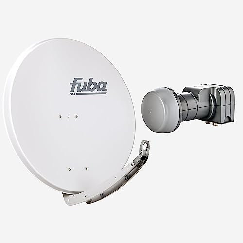 Fuba Sat Anlage 2 Teilnehmer | Satellitenschüssel Komplettset - DAA 850 G Sat-Schüssel 85cm Alu hellgrau + Fuba DEK 217 Twin LNB 2 Teilnehmer (DVB-S2, HDTV, UHD 4K/8K, 3D) mit LTE-Störfilter