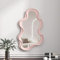 Hosoncovy Miroir mural à suspendre avec cadre irrégulier, miroir de maquillage pour salle de bain, salon, chambre à coucher (rose)