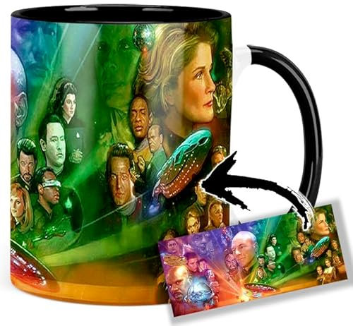 Deep Space Nine The Next Generation Voyager Jean-Luc Picard Janeway Sisko Tasse Innen & Henkel Schwarz Keramikbecher Mug AAA