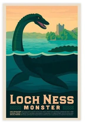 BoQari Loch Ness Monster Vintage-Reiseposter auf Leinwand, Schlafzimmer, Dekoration, Sport, Landschaft, Büro, Raumdekoration, Geschenk, ungerahmt, 20 x 30 cm