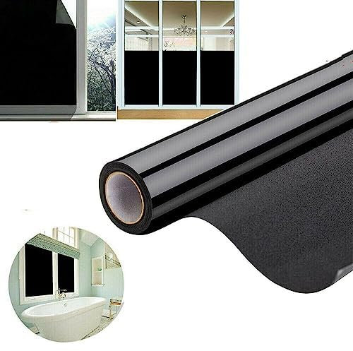 Black Window Film - 44.5 * 200cm Total Blackout Privacy Glass Block Out 100% Light Black Tint Sun Protection For Home, Office