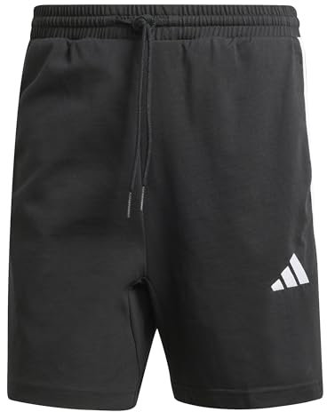 adidas Men's Essential Three Stripes Single Jersey Short 7IN, Black/White, S