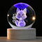 ZRENJHUS Cadeau 3D pour amoureux des chats pour femme, cadeau fantaisie sur le thème du chat tenant une rose, veilleuse décorative en forme de chat tenant une boule en verre rose, décoration pour