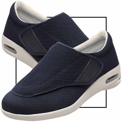 Möge Zapatos sin Cordones Zapatos Ortopédicos Zapatillas Diabéticos para Hombre Zapatos de Hombre con Empeine Alto Pies Hinchados Sandalias para Hombre(Color:Blue,Size:45 EU)