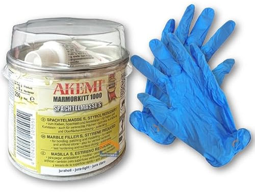 Hauswerk.shop Set Akemi Marmorkitt 1000 S jurahell 150 ml plus Einweghandschuhe