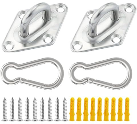 4 Pezzi Kit di Fissaggio per Vela Parasole, Kit di Montaggio, Kit di Fissaggio in Acciaio Inox per Tenda, Kit di Fissaggio e Installazione per Tenda a Vela Rettangolare e Triangolar