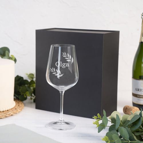 Wanapix | Copa de Vino Personalizada | Estuche de Regalo Incluido | Copa de Cristal Grabada para Vino | Con Nombre o Texto | Copa de Cristal | Name