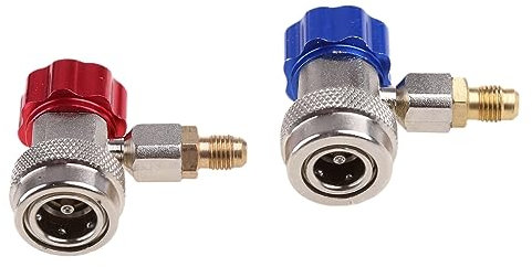 Woedpez 2 X Sostituzione adattatore R134A per climatizzatore, connettori rapidi, adattatore a sgancio rapido regolabile basso